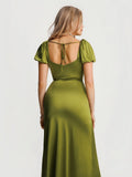 Popilush® Square Neck Slimming Maxi Dress with Sleeves