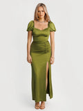 Popilush® Square Neck Slimming Maxi Dress with Sleeves