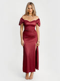 Popilush® Square Neck Slimming Maxi Dress with Sleeves