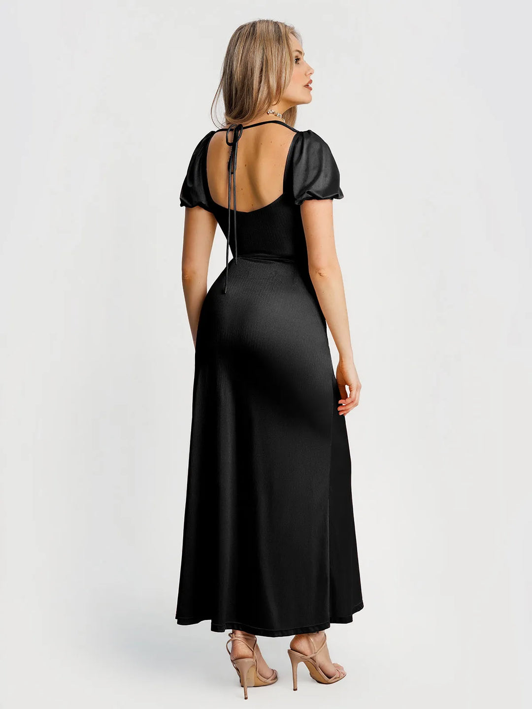 Square Neck Slimming Sculpting Maxi Dress with Sleeves Popilush Square Neck Slimming Sculpting Maxi Dress with Sleeves Popilush