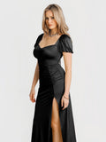 Popilush® Square Neck Slimming Maxi Dress with Sleeves