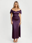 Popilush® Square Neck Slimming Maxi Dress with Sleeves