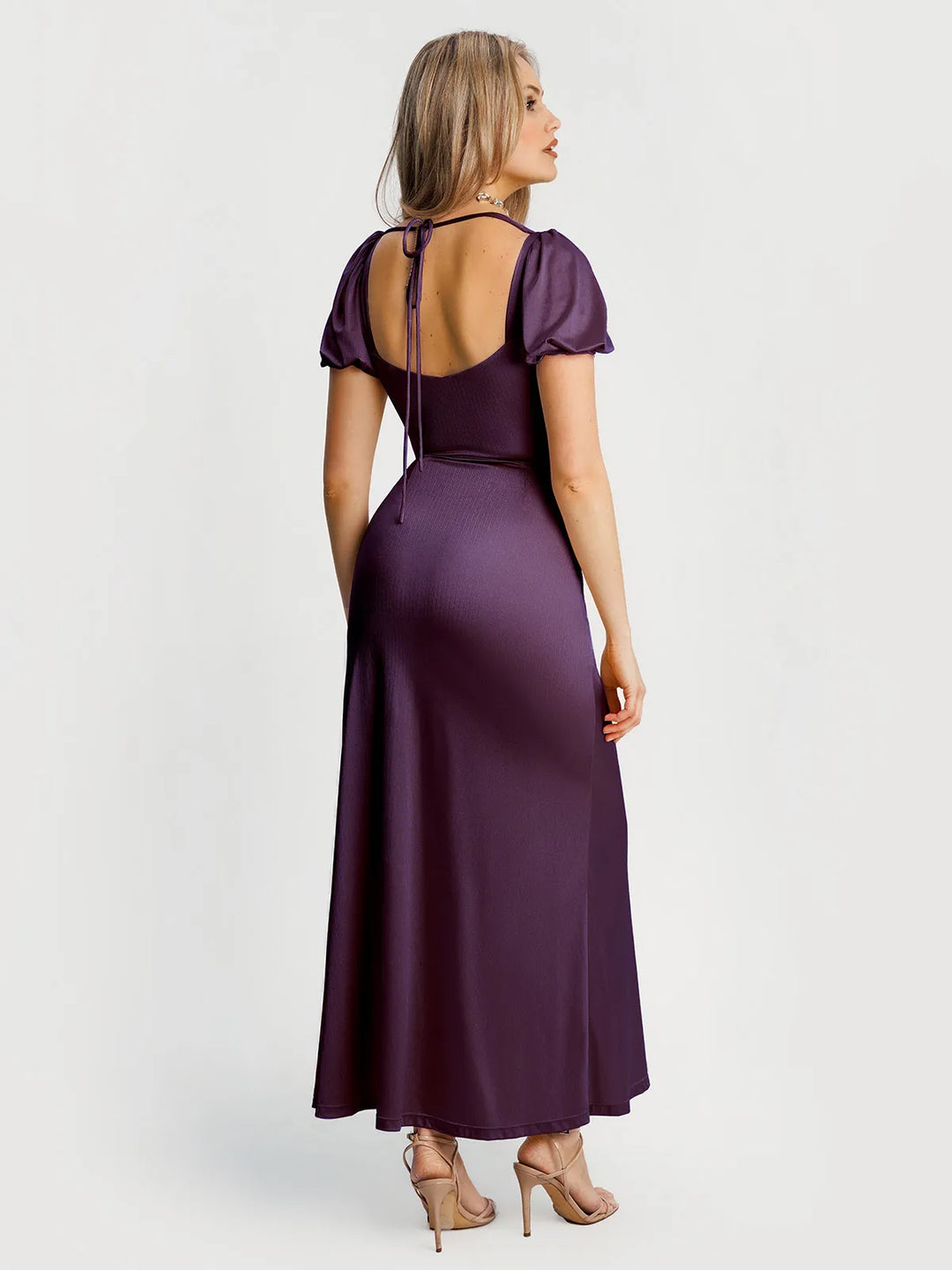 Popilush® Square Neck Slimming Maxi Dress with Sleeves
