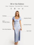 Popilush® Square Neck Slimming Maxi Dress with Sleeves