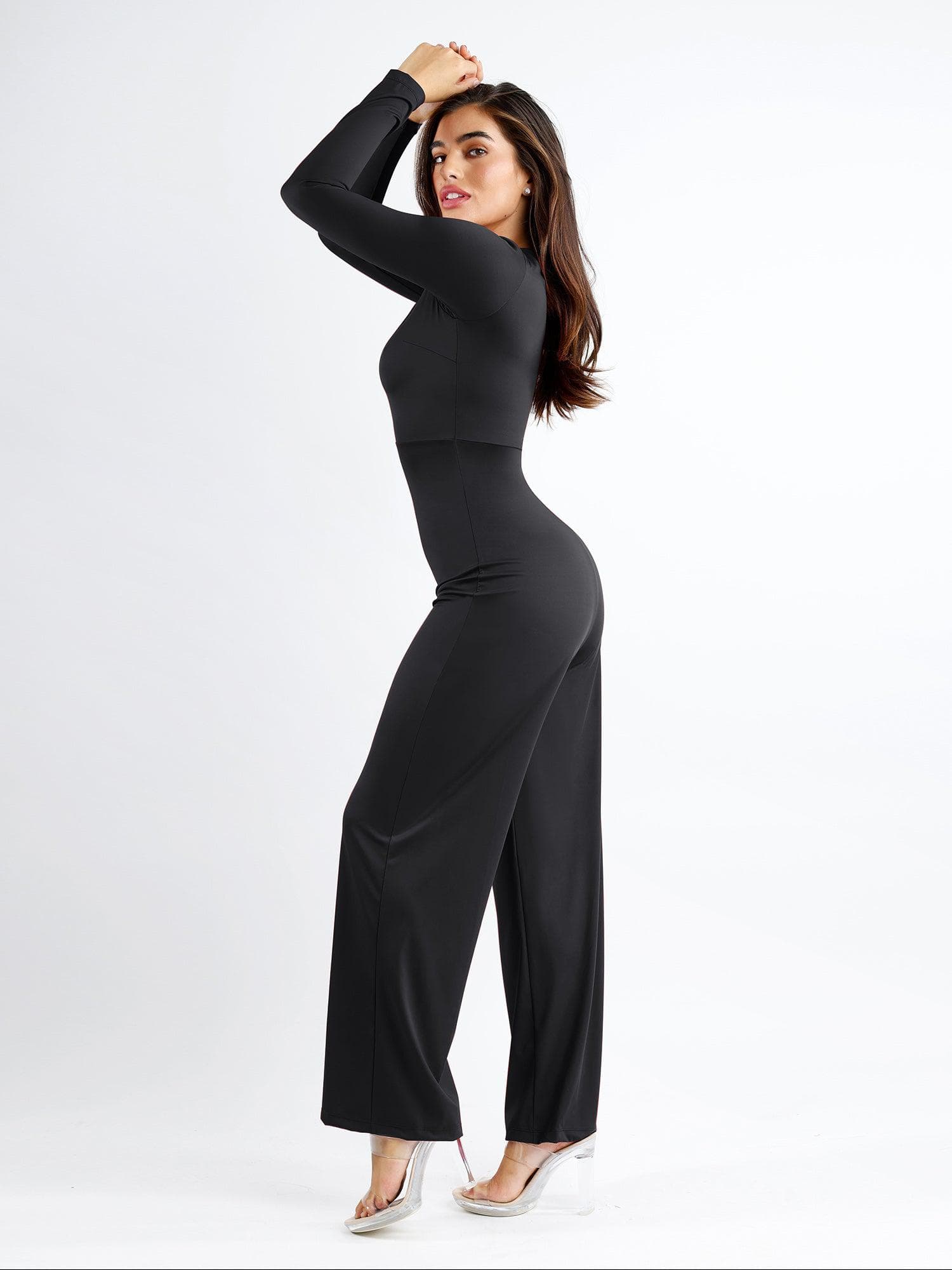 Shapewear Seamless Thumb Hole Long Sleeve Jumpsuit