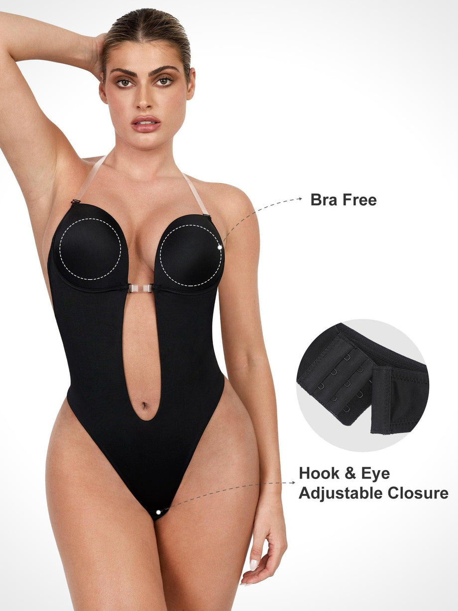 Women's Body Shapewear Seamless U Plunge Bodysuit With Transparent Strap  Boob Tape Bridal Tummy Control Corset