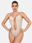 Deep U-plunge nude bodysuit by Popilush®, ideal for backless dresses