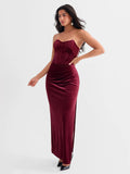 Popilush® Strapless Velvet Bustier Sculpting Maxi Dress