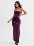 Popilush® Strapless Velvet Bustier Sculpting Maxi Dress