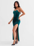 Popilush® Strapless Velvet Bustier Sculpting Maxi Dress