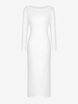 Popilush white fitted sheer mesh long sleeve maxi cover-up