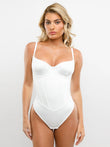 Popilush® - White Corset Thong Bodysuit, Elegant Shapewear
