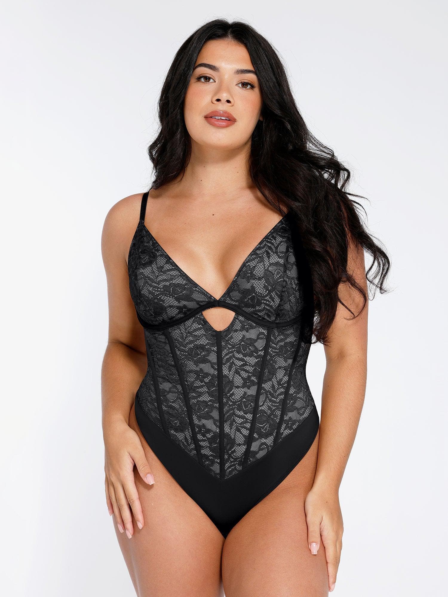 Cutout Lace Corset Bodysuit | Hourglass Shapewear - Popilush