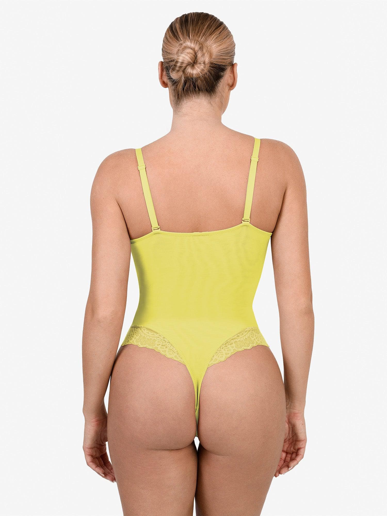 Shapewear Lace Deep V-Neck Sculpting Thong Bodysuit – Popilush