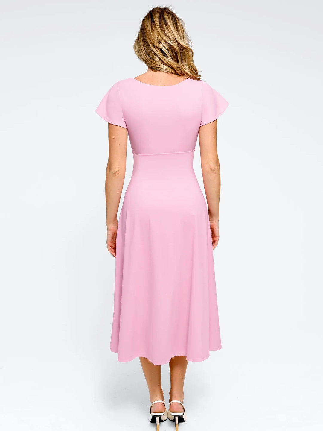 Built-In Shapewear A-Line Midi Dress | Tummy Control - Popilush Built-In Shapewear A-Line Midi Dress | Tummy Control - Popilush