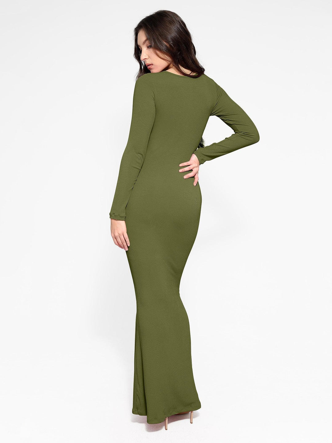 Shapewear Square Neck Long Sleeve Slimming Modal Maxi Dress Popilush Shapewear Square Neck Long Sleeve Slimming Modal Maxi Dress Popilush