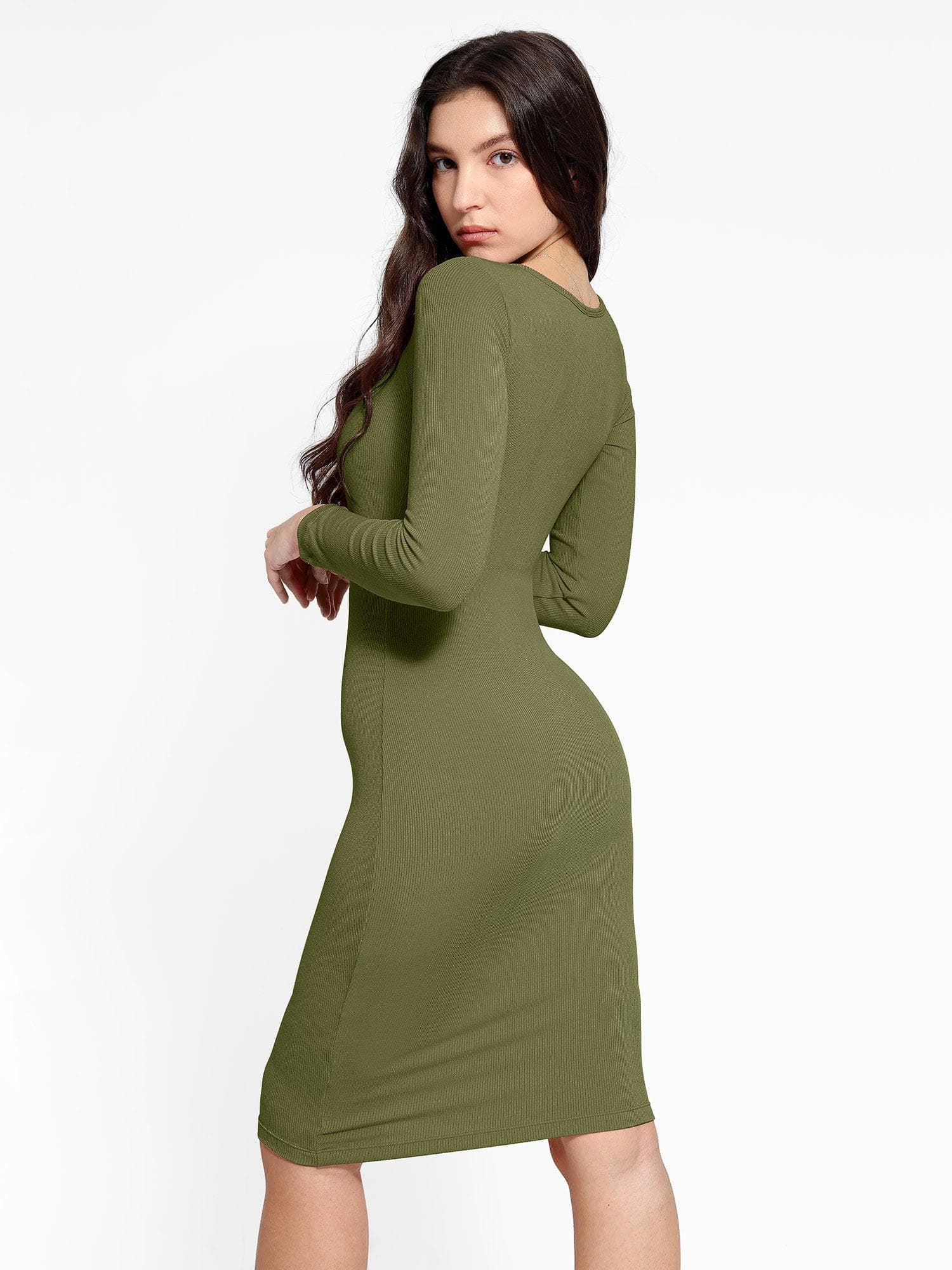 Long Sleeve Midi Shapewear Dress