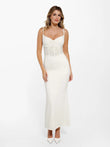 Popilush® Lace Inset Mermaid Maxi Slip Dress in white