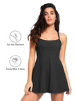 Popilush® black workout dress featuring pet hair resistance and easy wipe-away design
