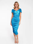 Off-shoulder midi dress by Popilush®, a versatile fashion for modern women. Shapewear dresses.
