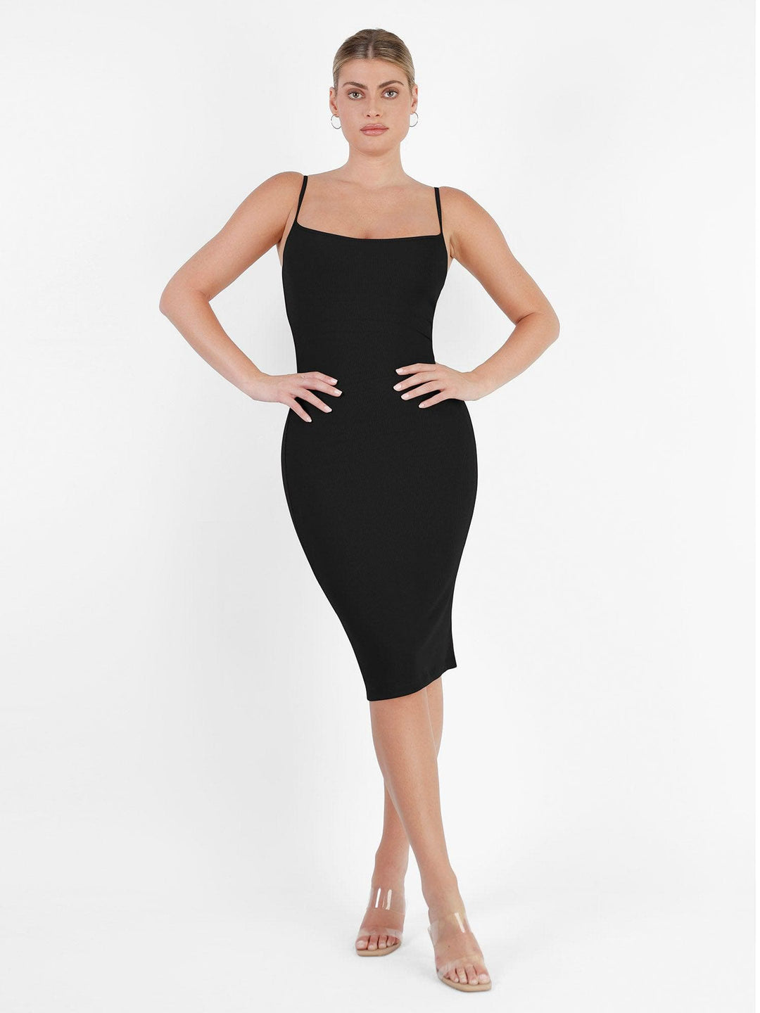 Modal Shapewear Midi Slip Dress | Built-In Bra & Waist - Popilush Modal Shapewear Midi Slip Dress | Built-In Bra & Waist - Popilush