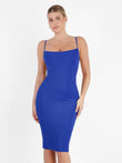 Blue midi slip dress with shapewear, Popilush® on a woman