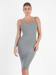 Gray midi slip dress by Popilush®, flattering fit