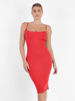 Red midi slip dress with shaping from Popilush® for all occasions.