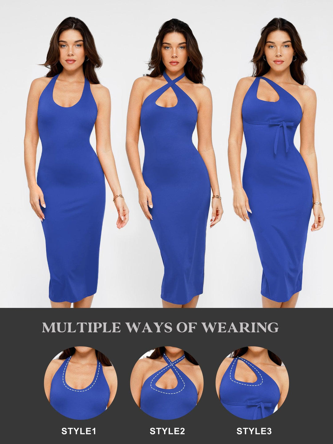 Backless Halter Shapewear Midi Dress | Sculpting & Seamless - Popilush Backless Halter Shapewear Midi Dress | Sculpting & Seamless - Popilush