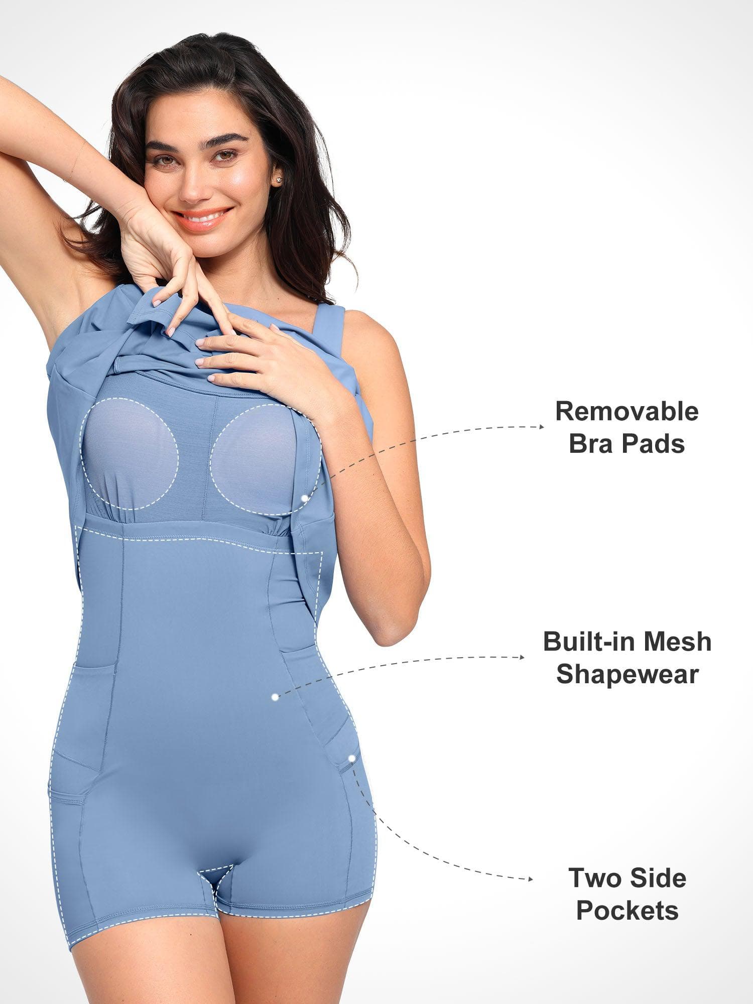 Shapewear Pet Hair Resistant Square Neck Workout Dress – Popilush®