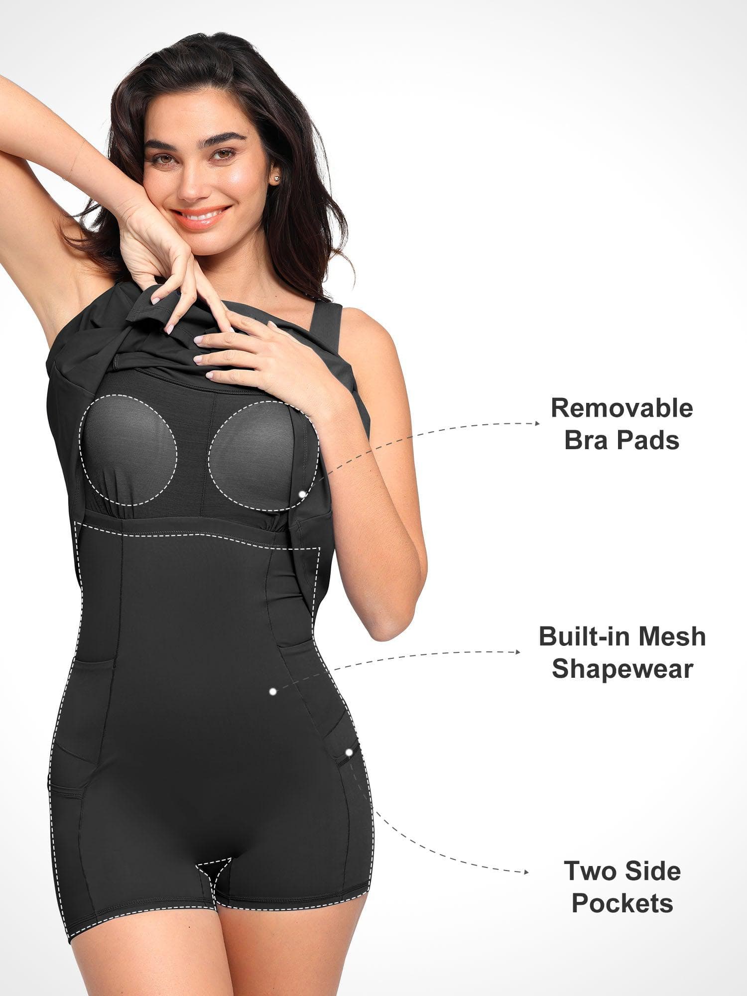 Shapewear Pet Hair Resistant Square Neck Workout Dress – Popilush®