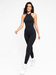 Popilush® black halter neck shapewear jumpsuit for women. Perfect for everyday wear. Shapewear Jumpsuit
