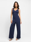 Navy wide-leg jumpsuit from Popilush®, a stylish shapewear choice.