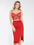Shapewear: Red lace corset bra and skirt set, Popilush®