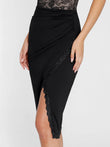 Popilush®'s elegant midi skirt with a black lace trim