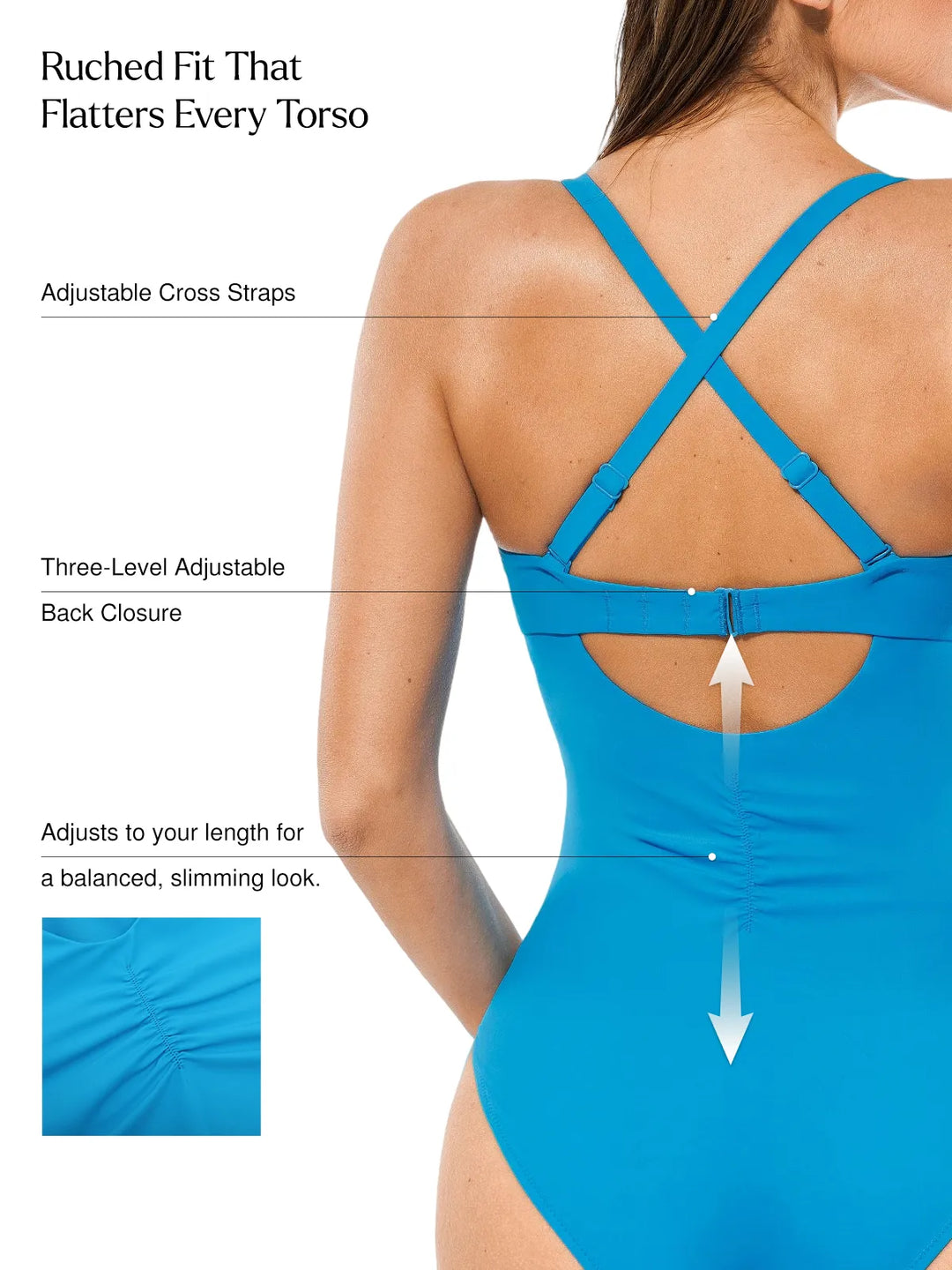Popilush® Twist & Shirred Sculpting One-Piece with Removable Straps