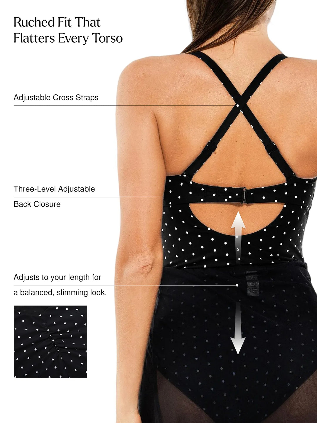 Popilush® Twist & Shirred Sculpting One-Piece with Removable Straps