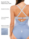 Popilush® Twist & Shirred Sculpting One-Piece with Removable Straps