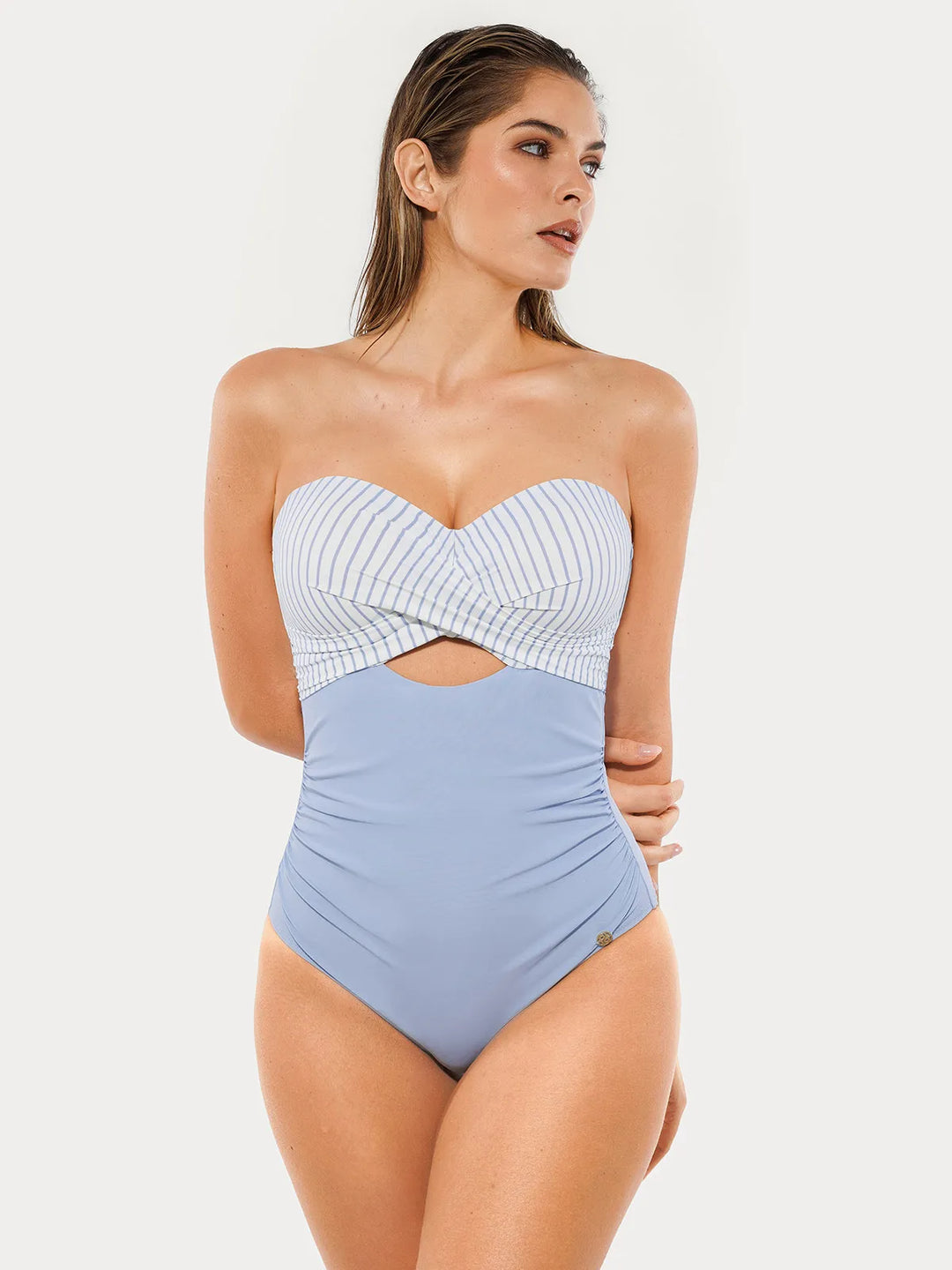 Popilush® Twist & Shirred Sculpting One-Piece with Removable Straps