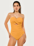 Popilush® Twist & Shirred Sculpting One-Piece with Removable Straps