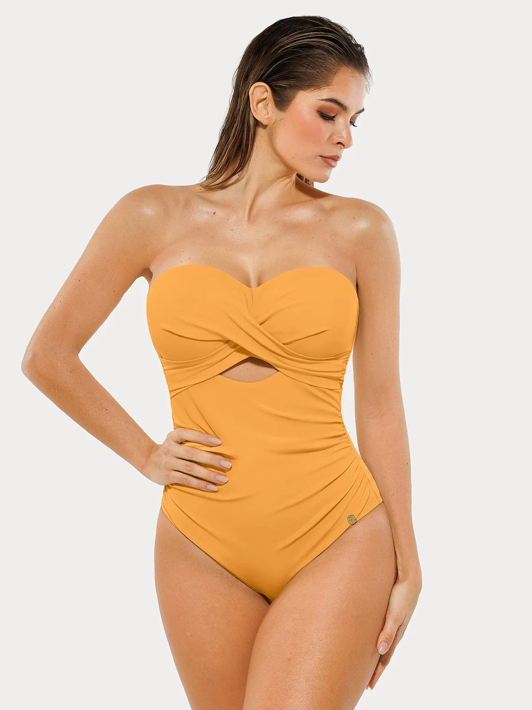 Popilush® Twist & Shirred Sculpting One-Piece with Removable Straps