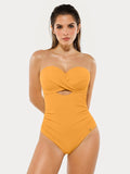 Popilush® Twist & Shirred Sculpting One-Piece with Removable Straps