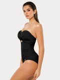 Popilush® Twist & Shirred Sculpting One-Piece with Removable Straps