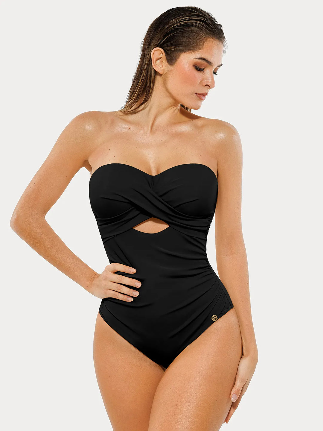 Popilush® Twist & Shirred Sculpting One-Piece with Removable Straps
