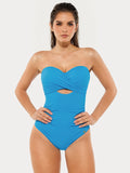 Popilush® Twist & Shirred Sculpting One-Piece with Removable Straps