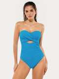 Popilush® Blue / XS Twist & Shirred Sculpting One-Piece with Removable Straps
