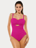Popilush® Fuchsia / XS Twist & Shirred Sculpting One-Piece with Removable Straps