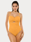 Popilush® Light Orange / XS Twist & Shirred Sculpting One-Piece with Removable Straps