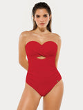 Popilush® Red / XS Twist & Shirred Sculpting One-Piece with Removable Straps