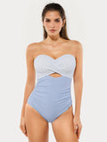 Popilush® Striped / XS Twist & Shirred Sculpting One-Piece with Removable Straps